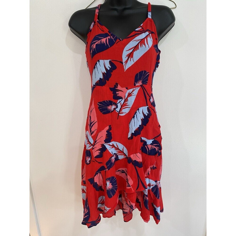 Express Size Small Floral Leaves Print Dress Beach Tropical Midi Wedding Guest